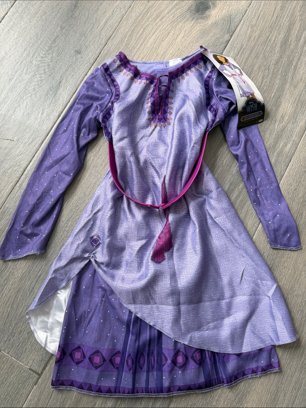Disney Purple Princess Long-Sleeve Costume Dress with Magenta Belt